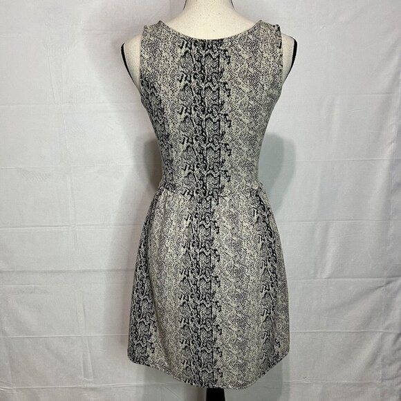 Jack Midi A-Line Snakeskin Tank Dress Sleeveless Round Neck Tan/Black Sz S - Picture 6 of 8